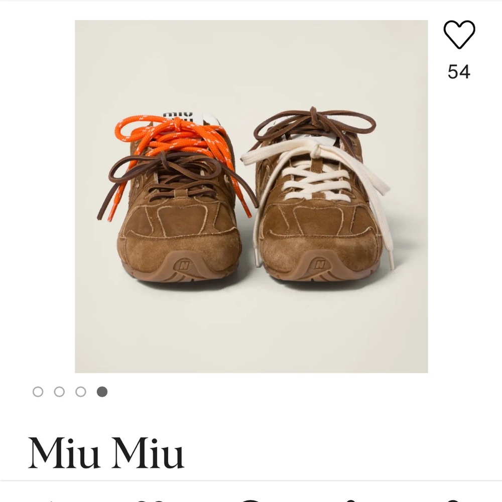 Miu Miu New Balance Sneakers in Brown with Colorful Laces